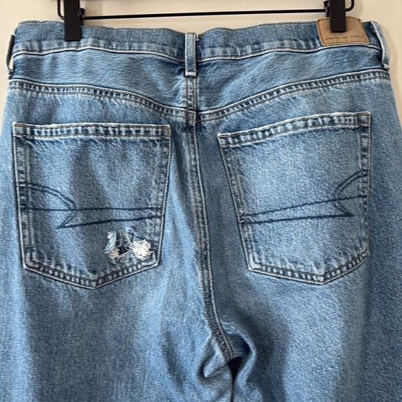 American Eagle 90s Bootcut Denim Jeans Split Hem Hi-Rise Blue Y2K Size 10 - Picture 8 of 15